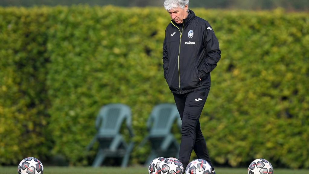 Gian Piero Gasperini, durante el último entrenamiento antes de enfrentarse al Real Madrid