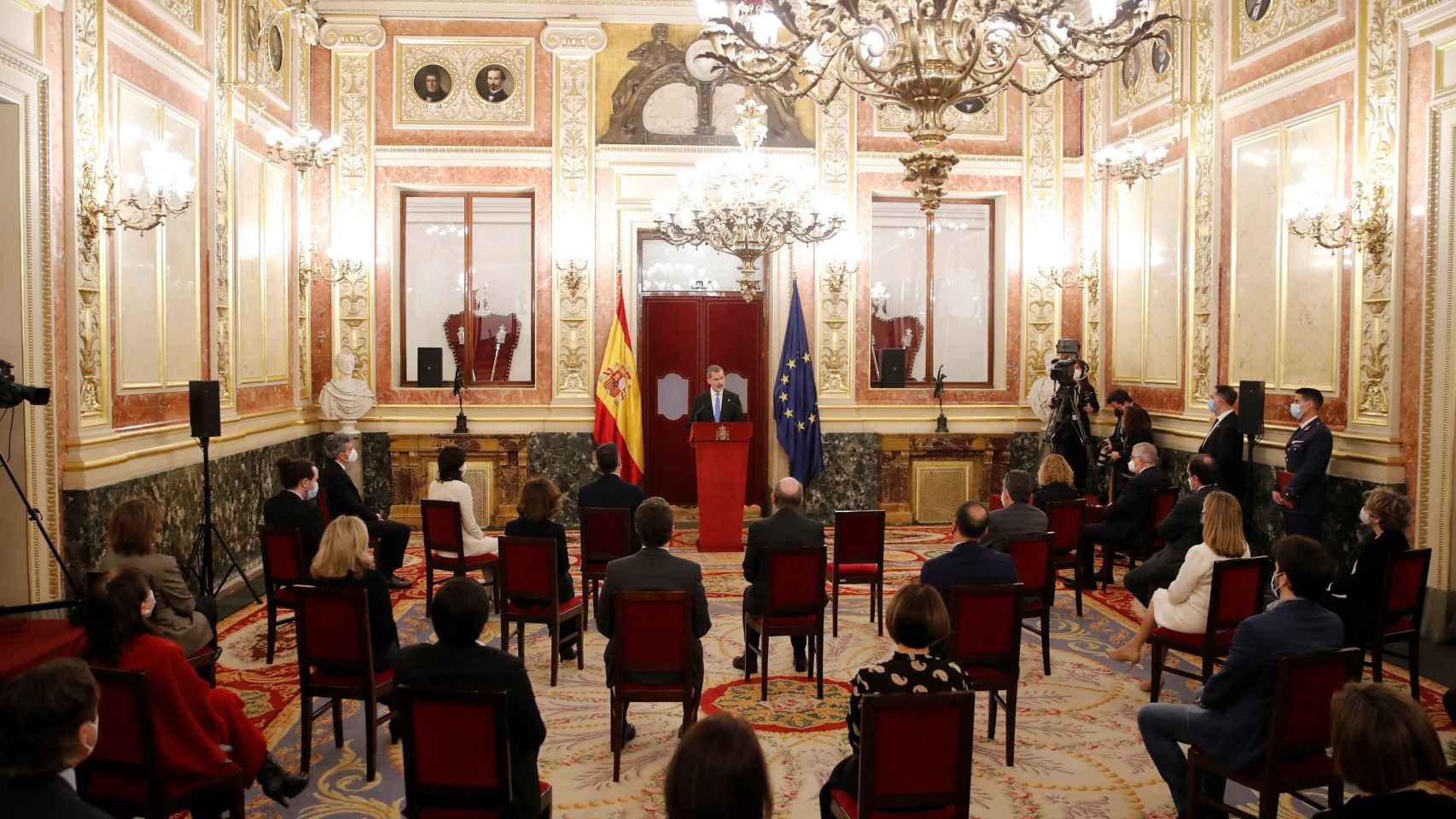 Felipe VI pronuncia su discurso en el acto por el 40 aniversario del 23-F en el Congreso.