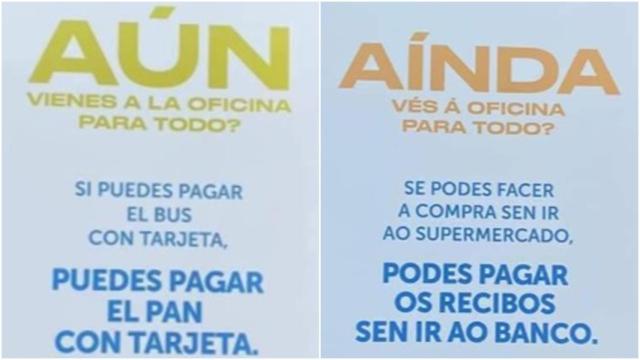 Varios de los carteles de la campaña de Abanca.