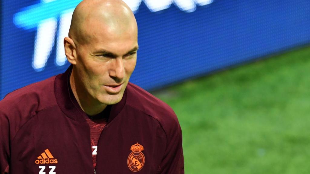 Zidane, en un entrenamiento del Real Madrid