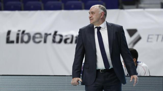 Pablo Laso durante un partido con el Real Madrid de esta temporada