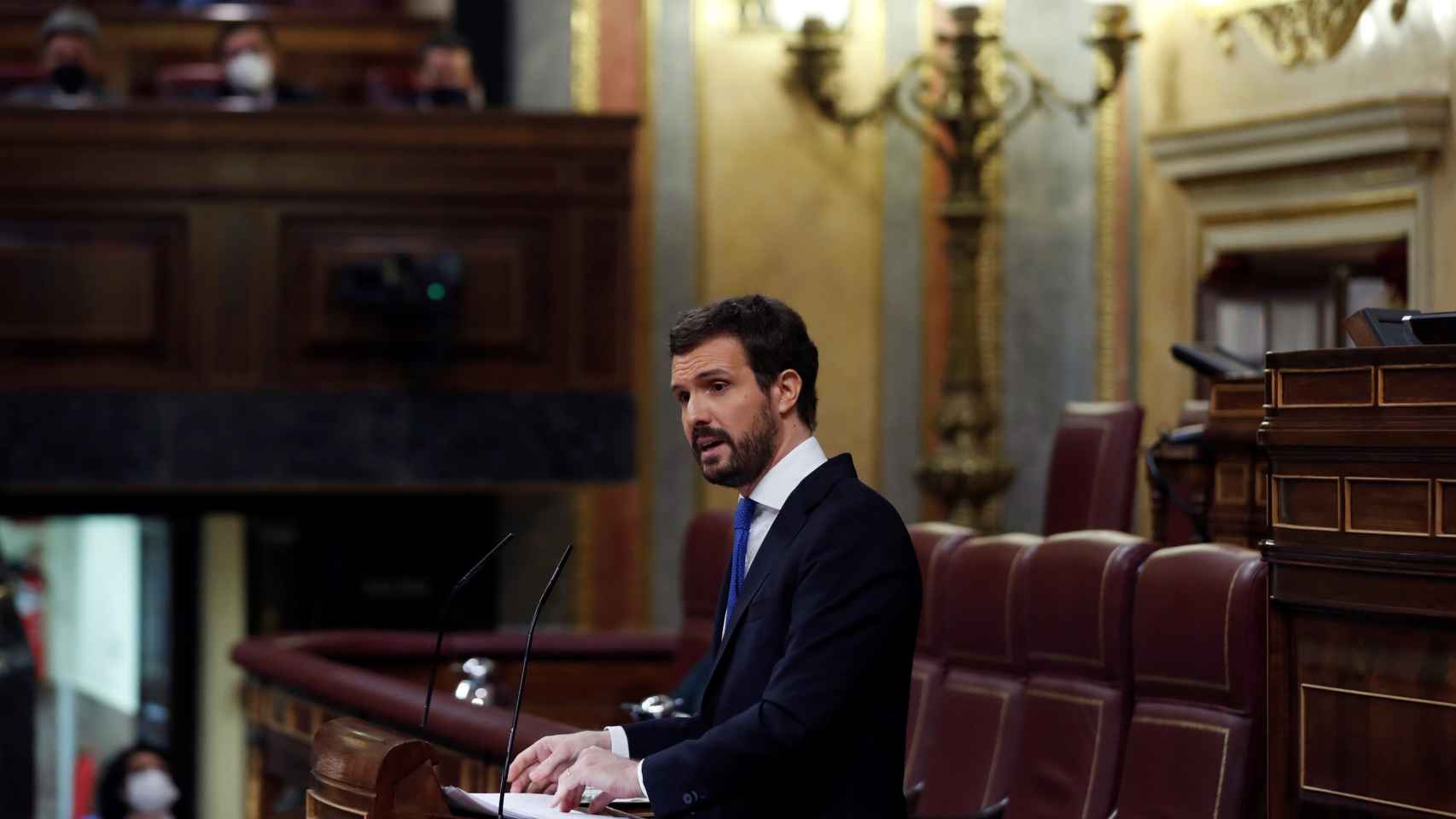 Pablo Casado, presidente del PP, en el Congreso de los Diputados.