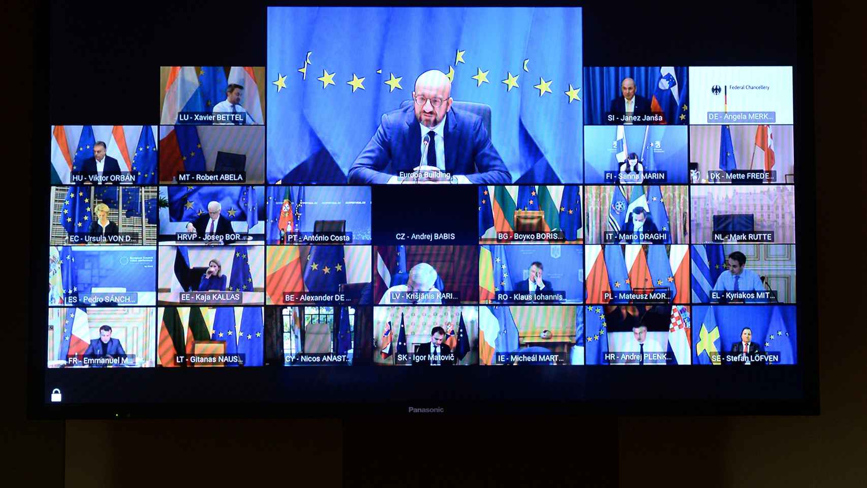 Imagen de la videocumbre de líderes europeos celebrada este viernes y consagrada a seguridad y defensa