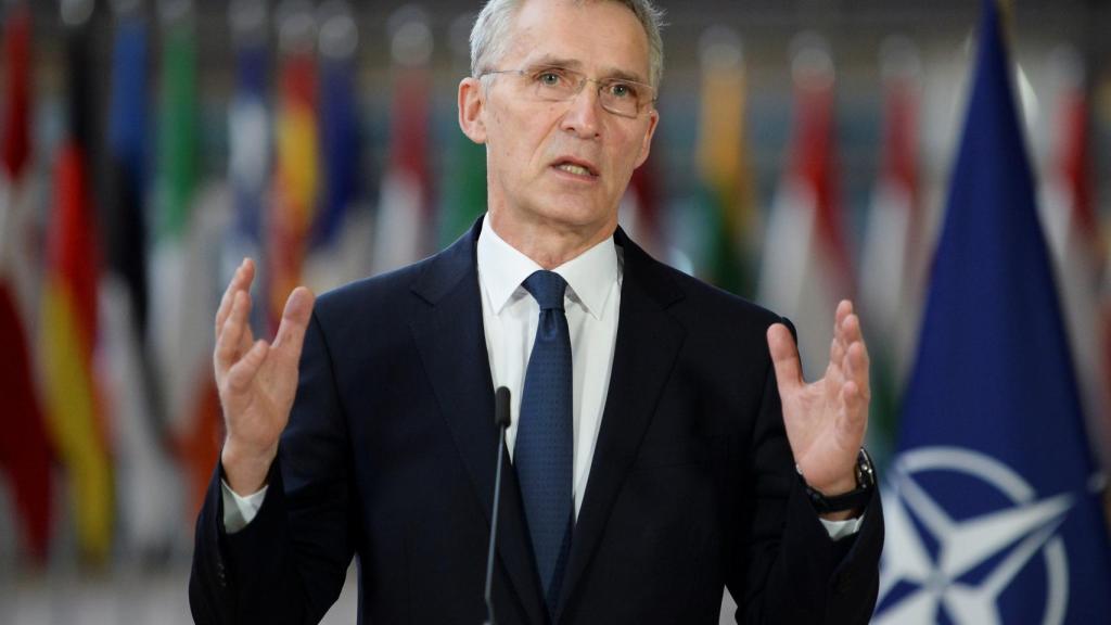 El secretario general de la OTAN, Jens Stoltenberg, durante la videocumbre de este viernes