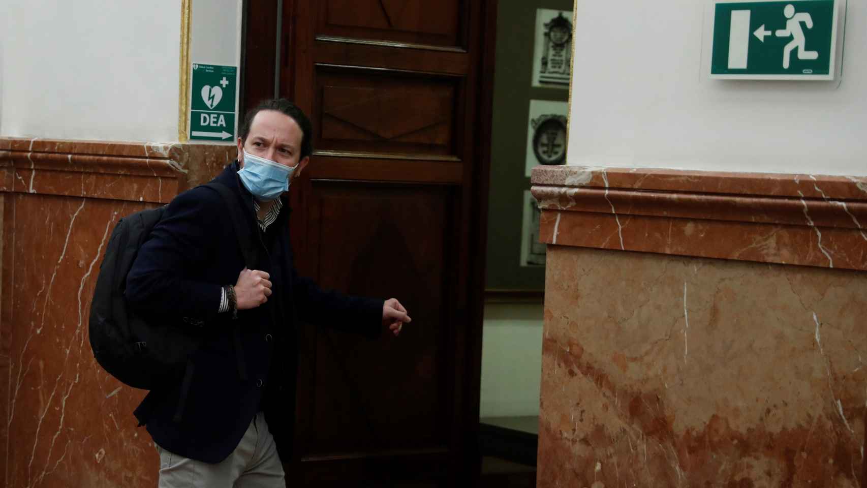 Pablo Iglesias, entrando al hemiciclo del Congreso de los Diputados.