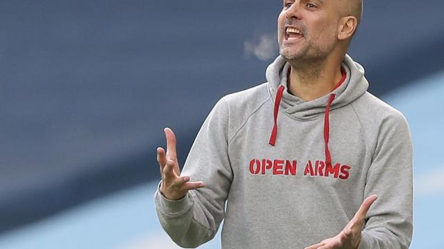 Pep Guardiola, durante un partido con el Manchester City