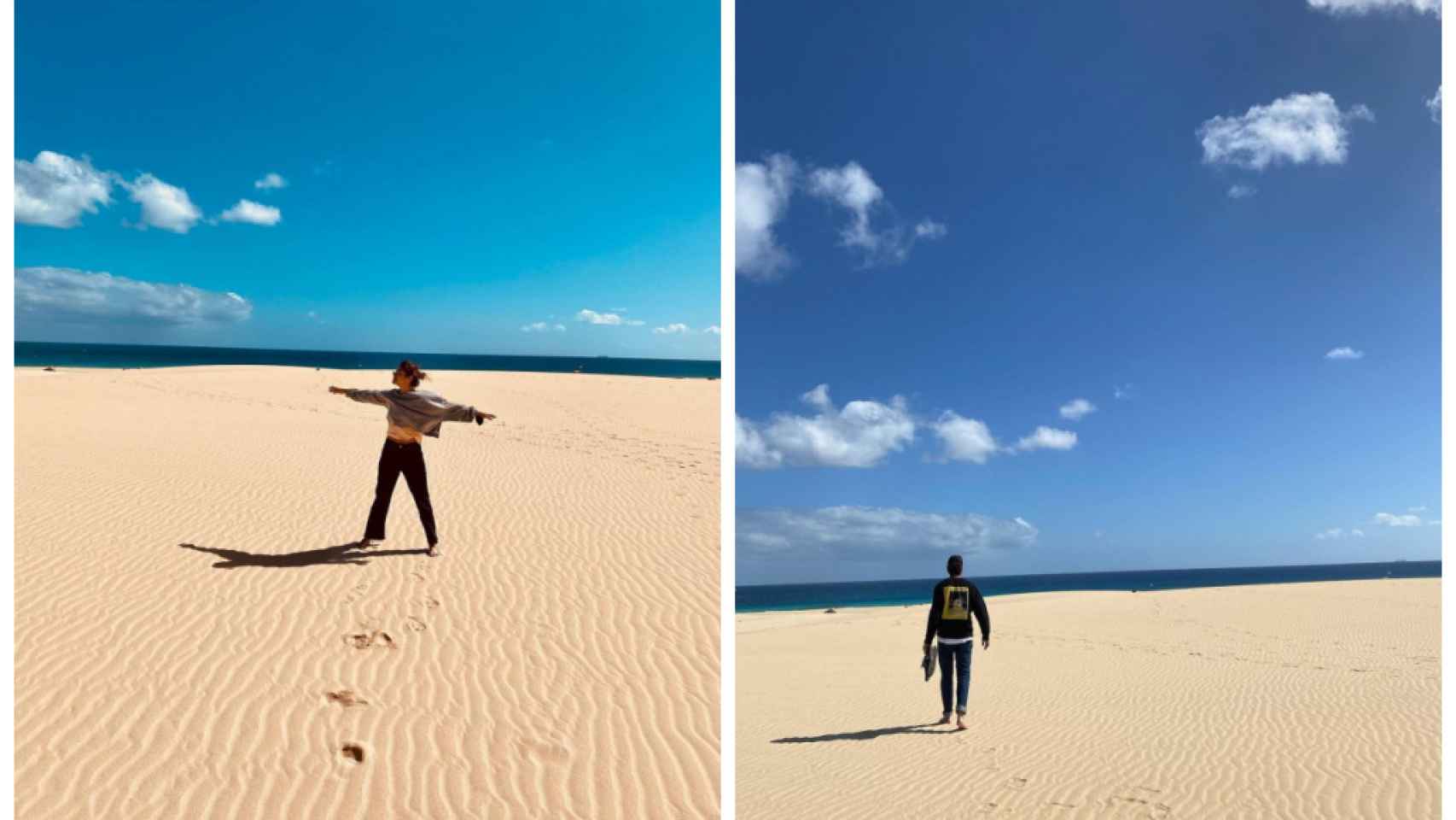 Nuria Roca y Juan del Val disfrutando de sus ratos libres en Fuerteventura.