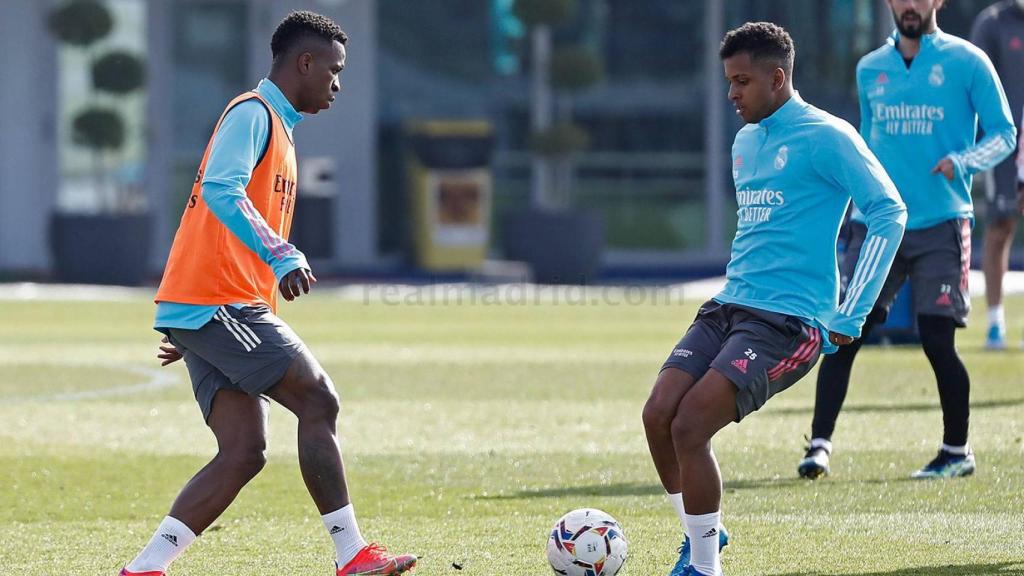 Vinicius Jr y Rodrygo Goes, durante un entrenamiento del Real Madrid