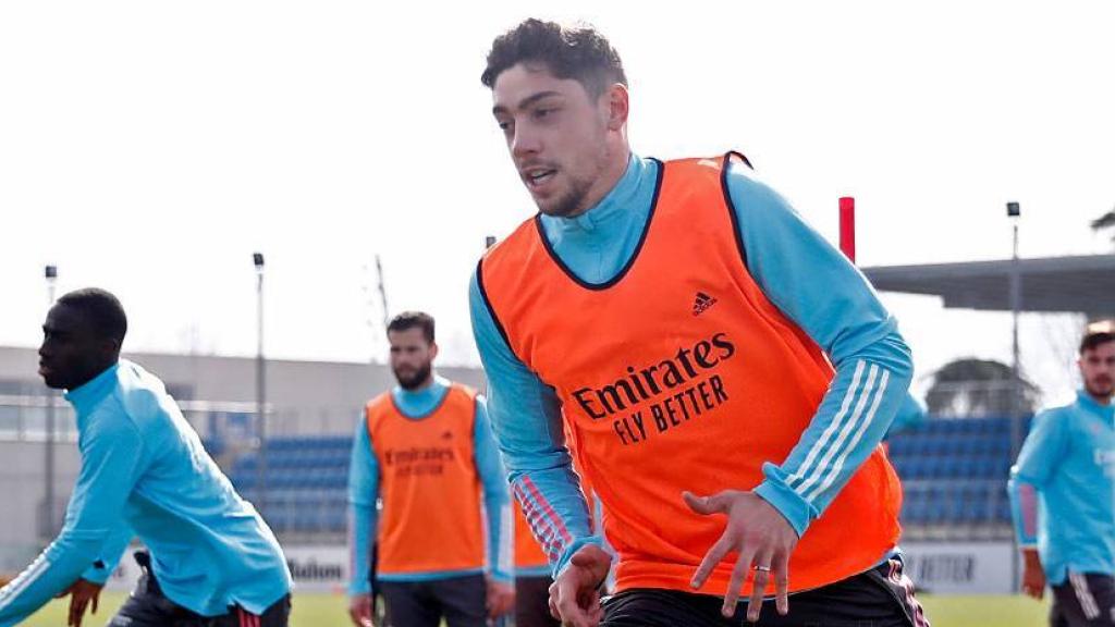 Fede Valverde, durante un entrenamiento del Real Madrid