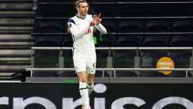 Gareth Bale, celebrando un gol con el Tottenham Hotspur en la Europa League