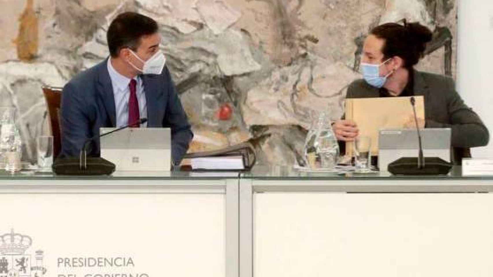 Sánchez e Iglesias, durante un Consejo de Ministros.
