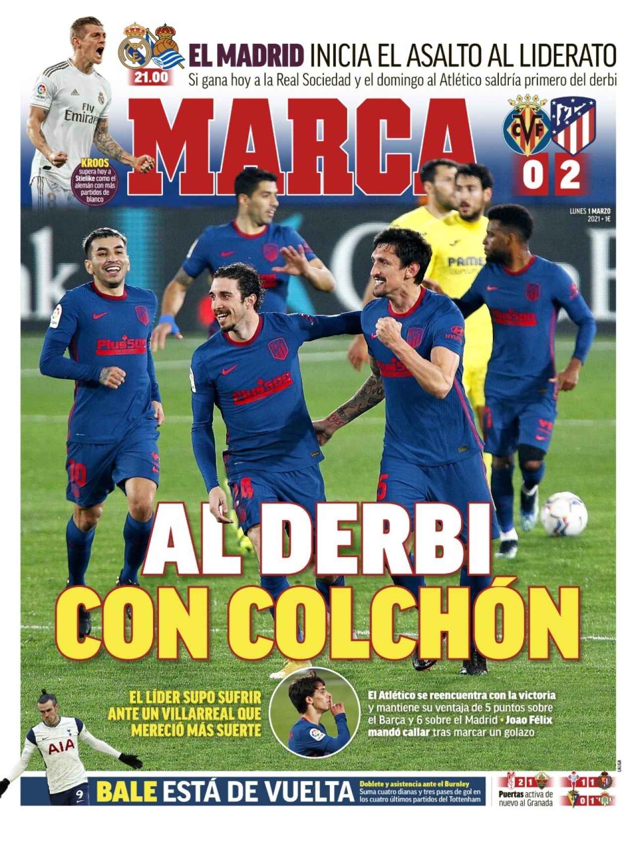 La portada del diario MARCA (01/03/2021)