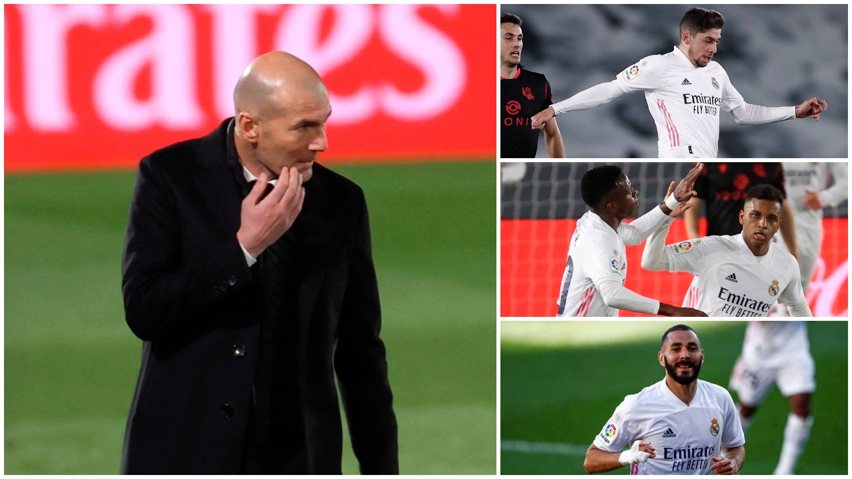 Zidane, Valverde, Rodrygo y Benzema, en un collage