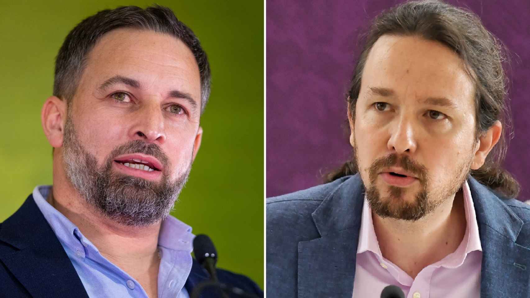 Santiago Abascal, presidente de Vox, y Pablo Iglesias, secretario general de Podemos.
