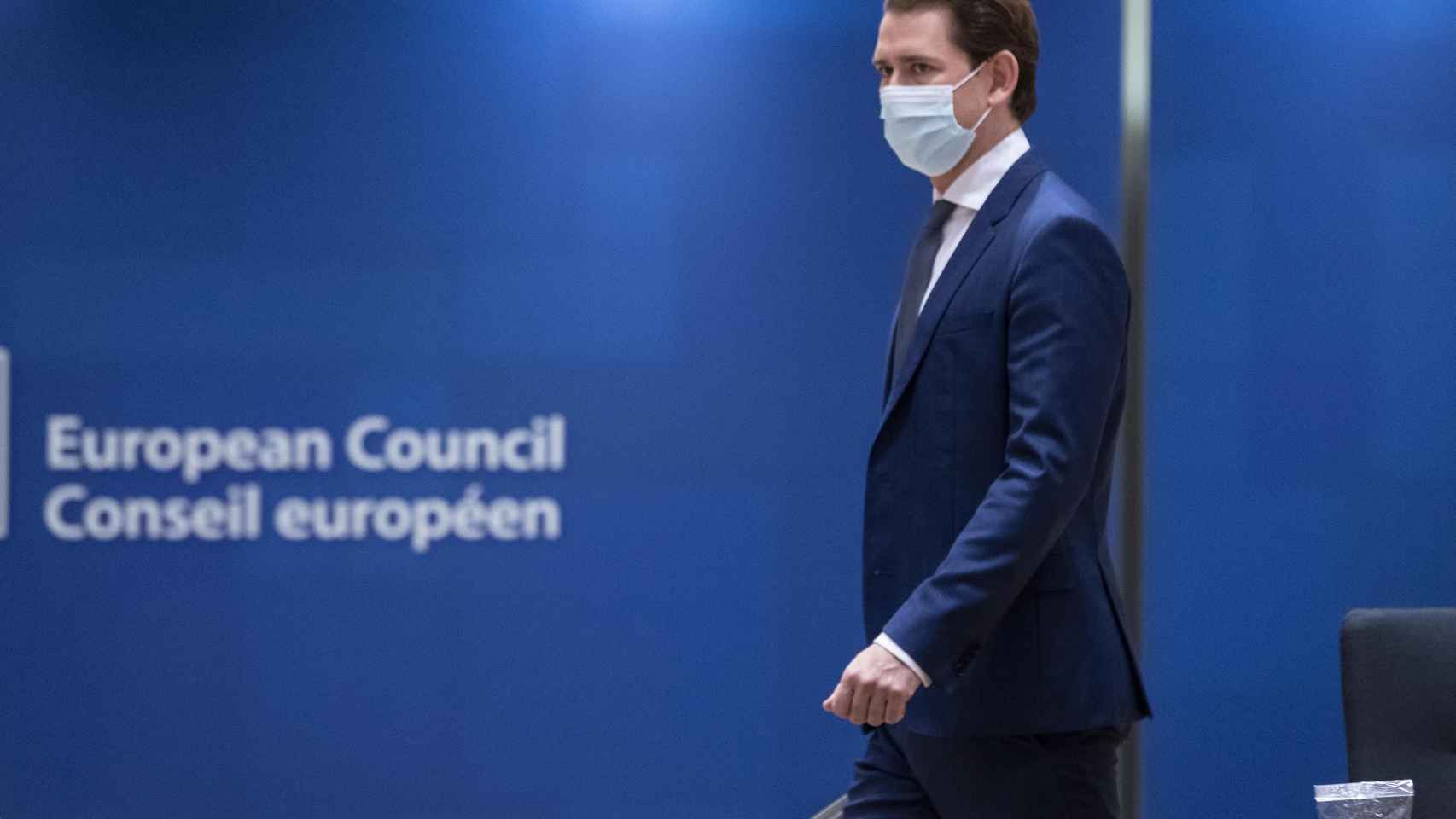 El canciller austriaco, Sebastian Kurz, durante una cumbre de la UE