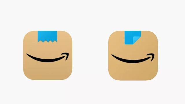 Logos de Amazon, antes (izquierda) y después (derecha)