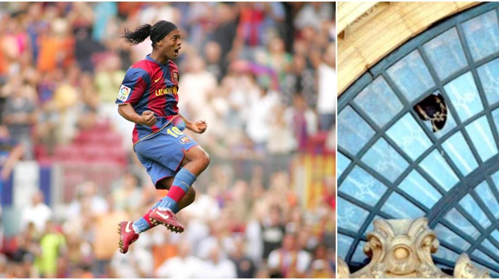 El día que Ronaldinho rompió un cristal de la Catedral de Santiago haciendo una chilena