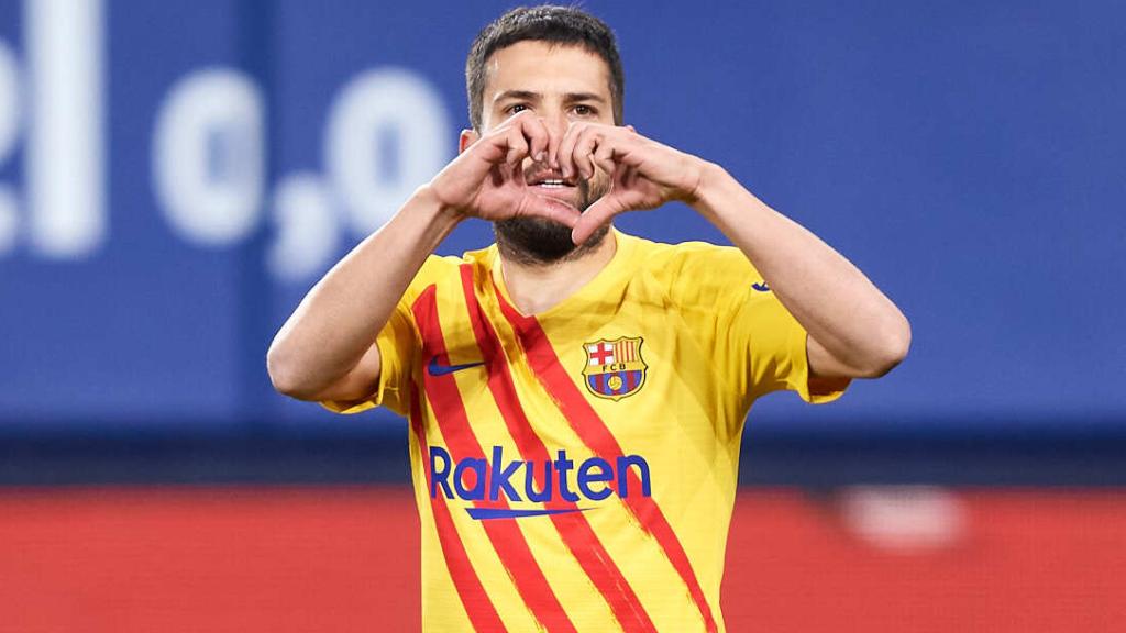 Jordi Alba celebrando su gol