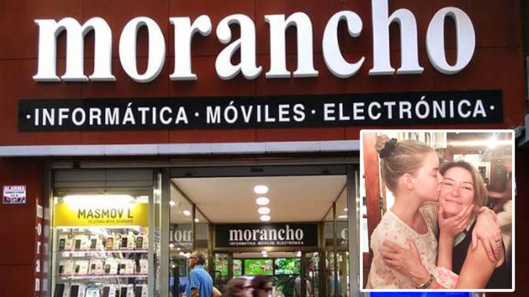 En la imagen pequeña, Anya Taylor-Joy y su madre, Jennifer Joy y, de fondo, la tienda Morancho, en Zaragoza.