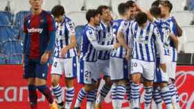 La Real Sociedad celebra su victoria contra el Levante