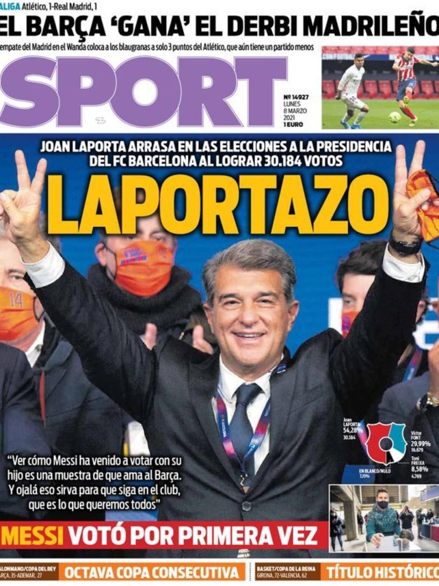 La portada del diario SPORT (08/03/2021)