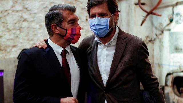 Joan Laporta y Mateu Alemany, durante un acto