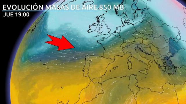 La entrada de aire cálido que cubrirá España a partir del miércoles. Eltiempo.es.