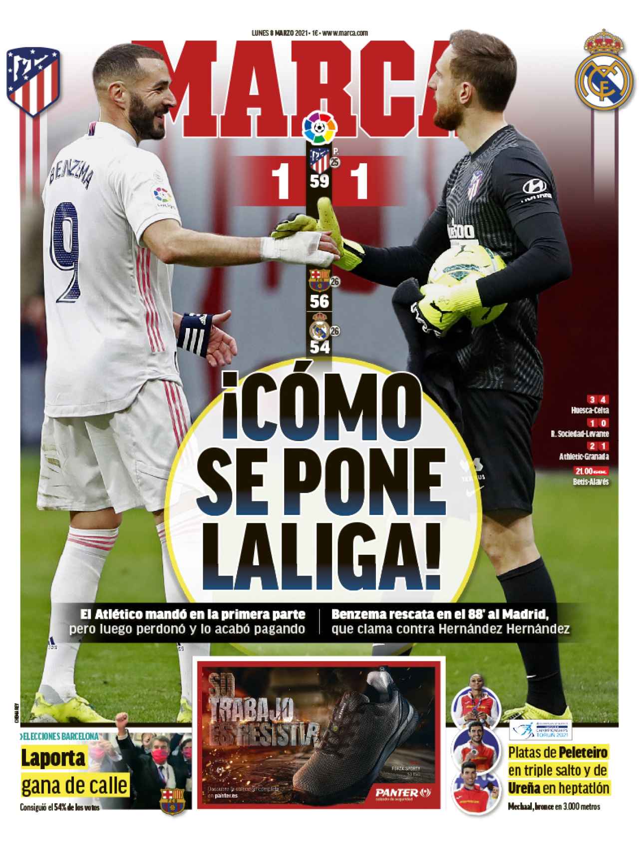 La portada del diario MARCA (08/03/2021)