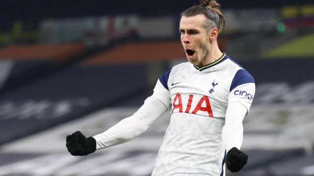 Gareth Bale celebra un gol con el Tottenham en la temporada 2020/2021