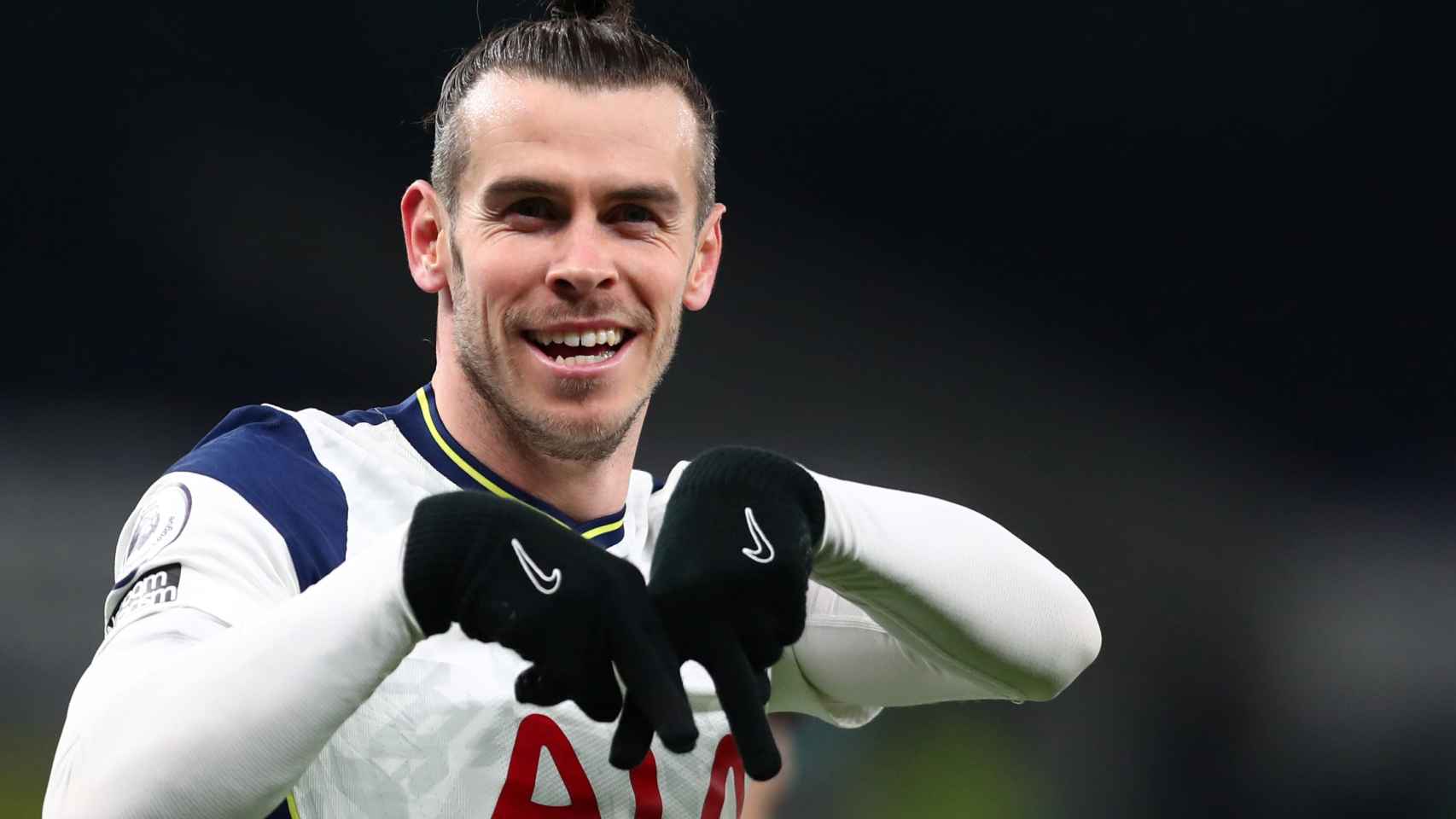 Celebración de Gareth Bale de un gol con el Tottenham