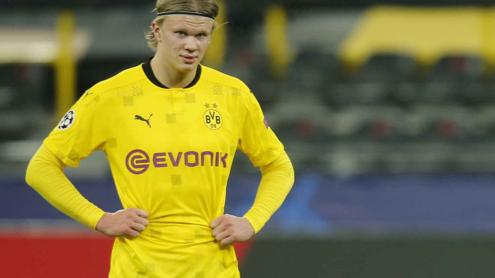 Erling Haaland, en un partido del Borussia Dortmund de la Champions League 2020/2021