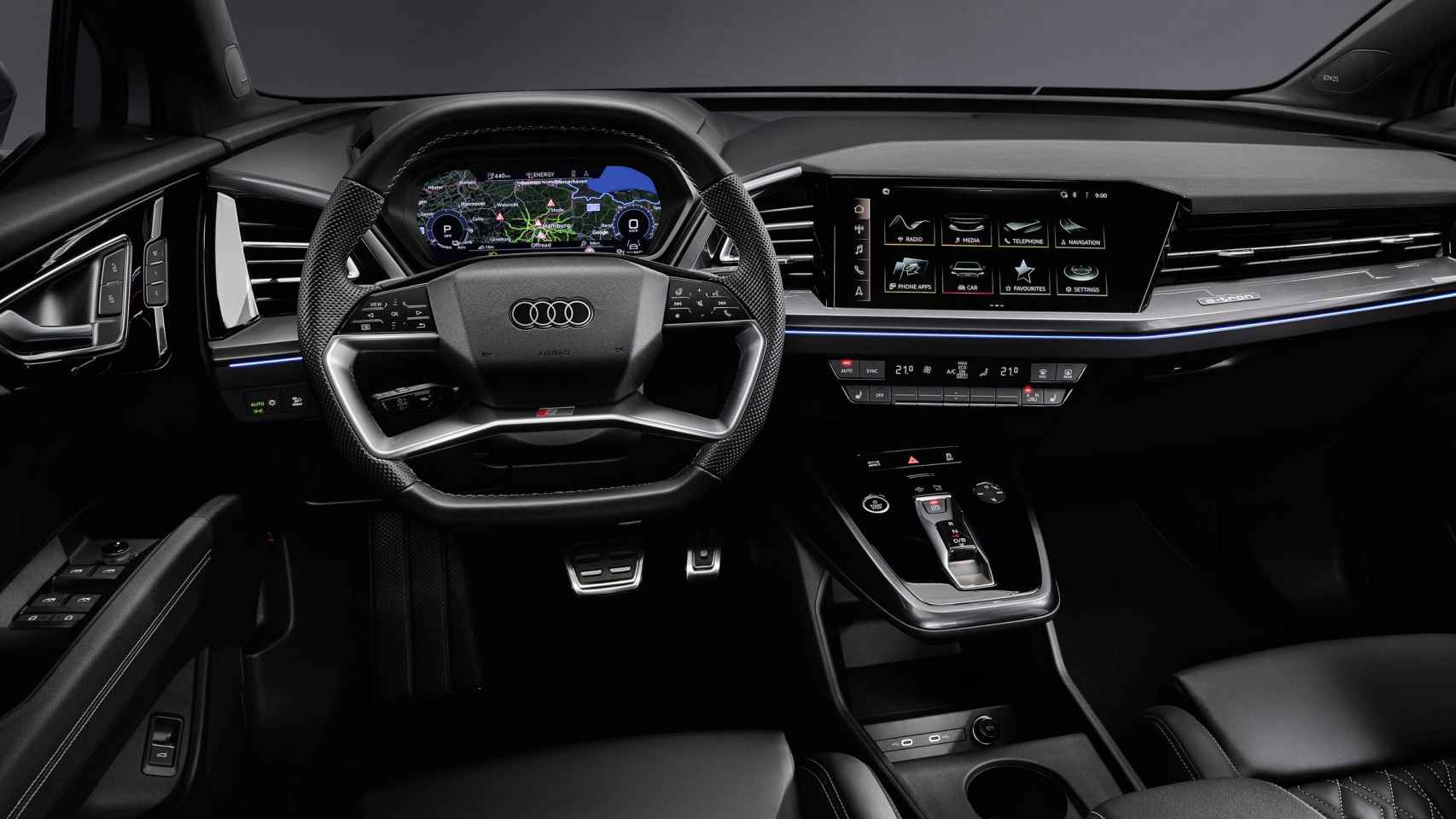Interior del Audi Q4 e-tron.