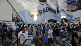 Multitud durante la marcha para pedir justicia por Maradona