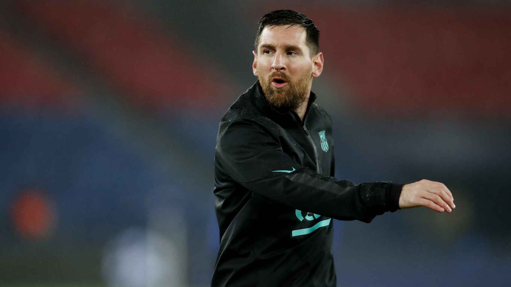 Leo Messi, durante el calentamiento en París