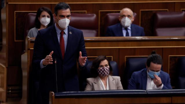 Pedro Sánchez, presidente del Gobierno, en el Congreso de los Diputados.