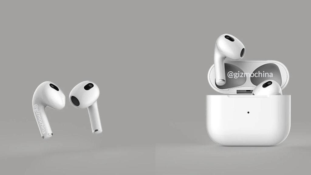 Imágenes renderizadas de los nuevos AirPods 3