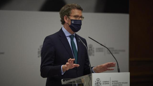 Alberto Núñez Feijóo durante una rueda de prensa.