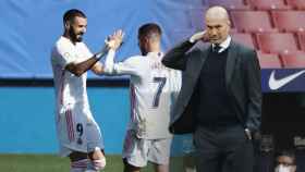Zidane, en un fotomontaje con Benzema y Hazard