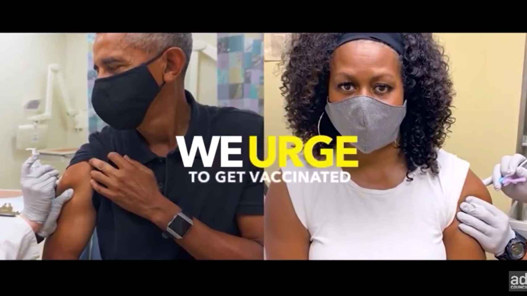 Barack y Michelle Obama vacunándose.