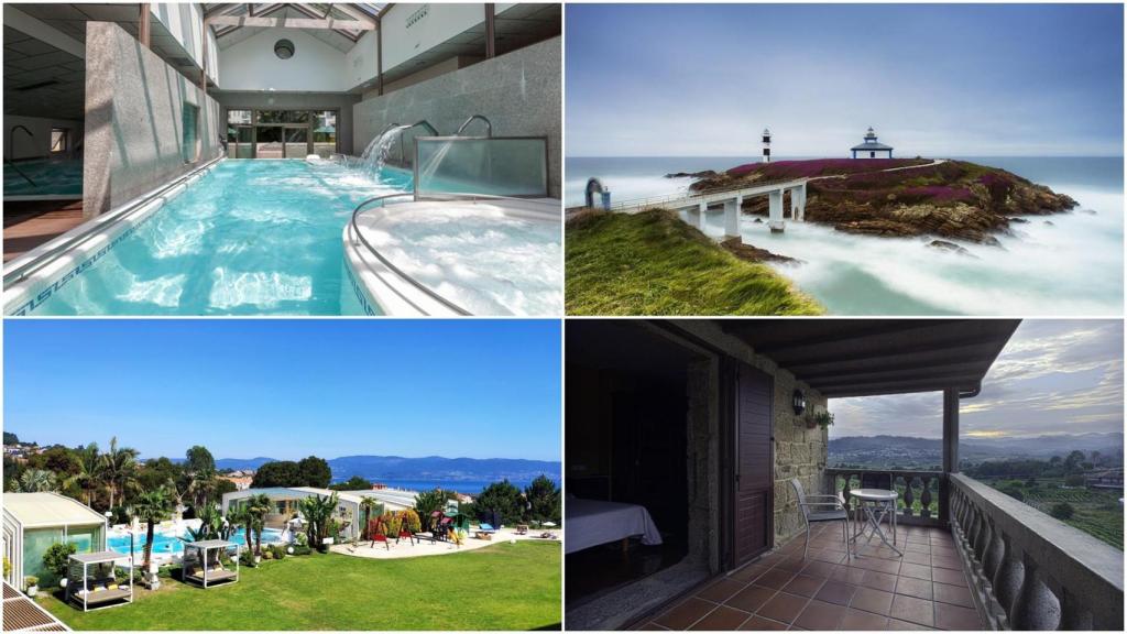 El Balneario Compostela, el Faro Illa Pancha, el Augusta Eco Wellness Resort y la Casa dos Ulloa.