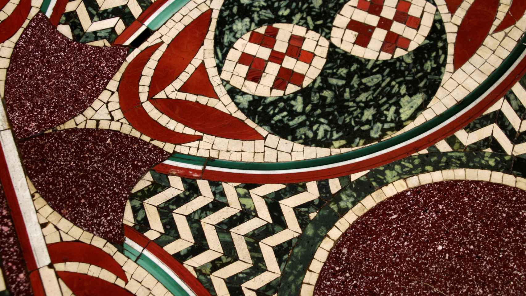 Detalle del mosaico perdido de Calígula expuesto desde este jueves en el Museo de Nemi.
