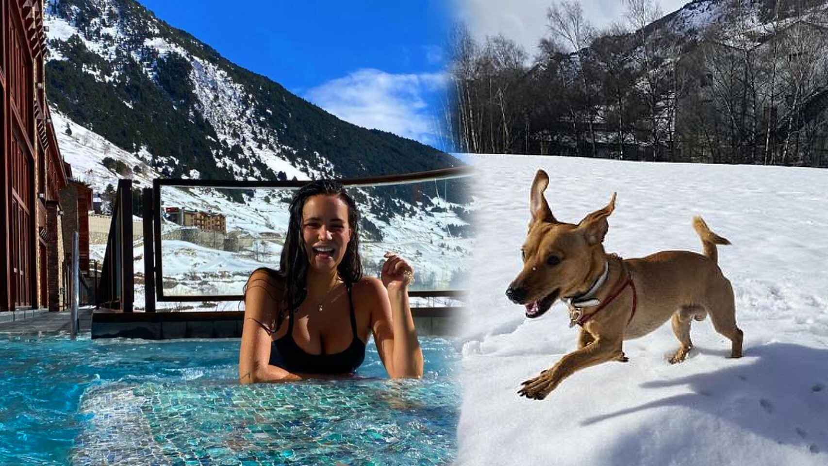 La diseñadora decidió tomarse unos días de descanso en Andorra junto a su perro.