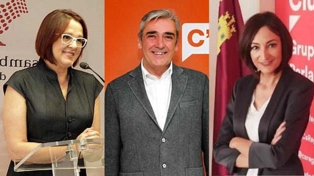 Isabel Franco, Francisco Álvarez y Valle Miguélez, los tres diputados que evitan la moción en Murcia y rompen Ciudadanos.