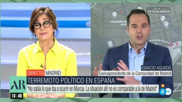 Ana Rosa e Ignacio Aguado en la entrevista del pasado jueves.