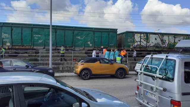 El tráfico ferroviario paralizado a su paso por O Porriño (Pontevedra)