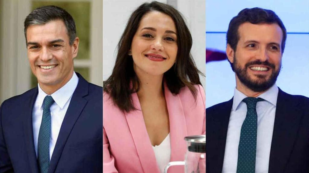 Sánchez, Arrimadas y Casado.