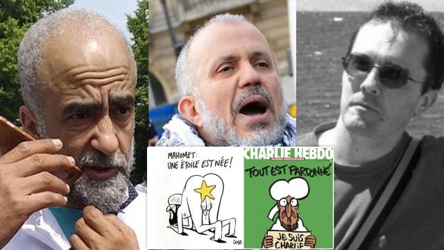 De izquierda a derecha: el padre de Zayna, Brahim Chnina, el imán y el profesor decapitado Samuel Paty.