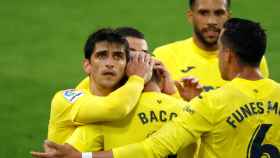 El Villarreal celebra uno de sus goles ante el Eibar
