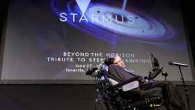 Stephen Hawking durante su conferencia, 'Breve historia de mi vida', en el Festival Starmus / SINC