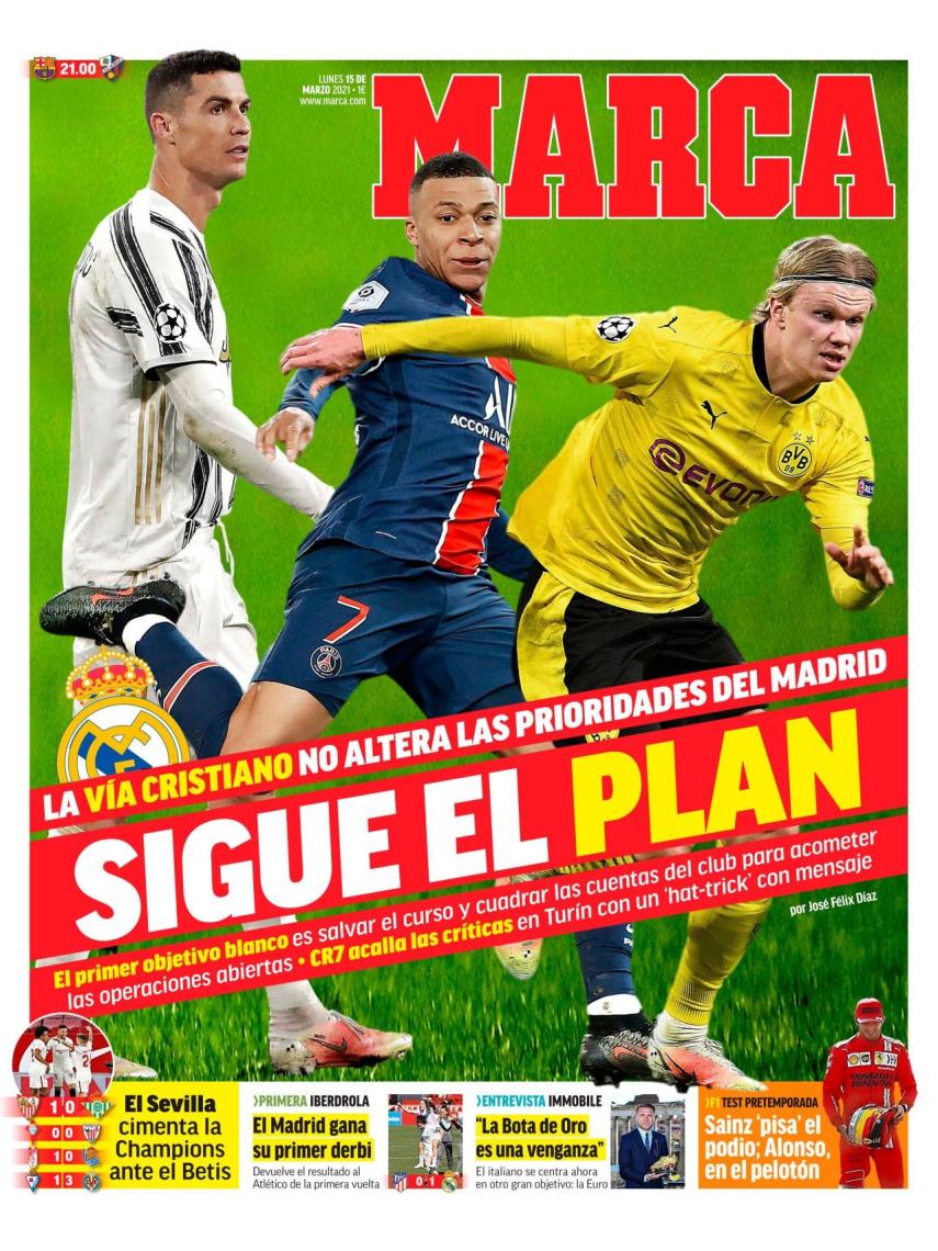 La portada del diario MARCA /15/03/2021)